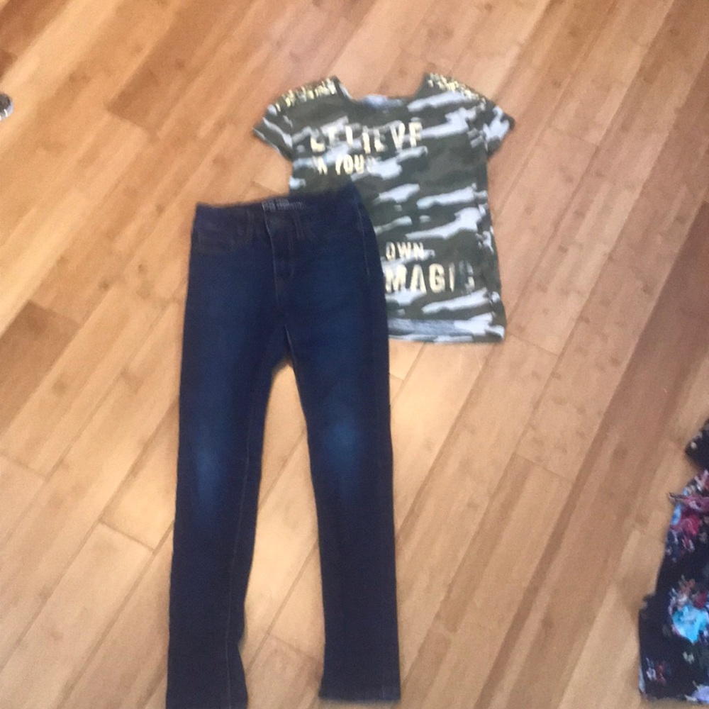 Girls outfit shirt size 7 pants 8slim